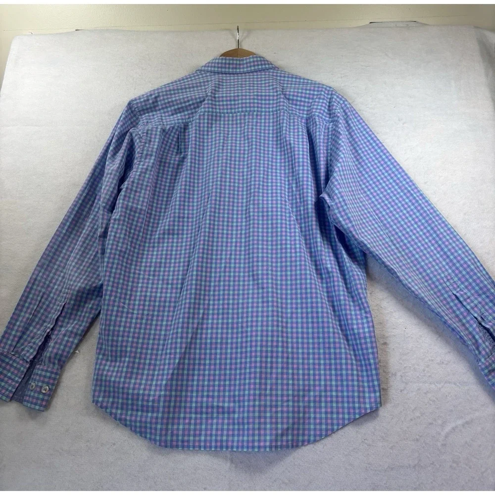 Tommy Bahama Island Zone Shirt Mens Medium Check Flip Cuff Contrast Trim L/S Med